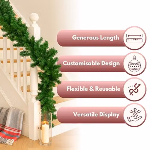 Marco Paul Luxury Traditional Green Christmas Pine Garland – 3