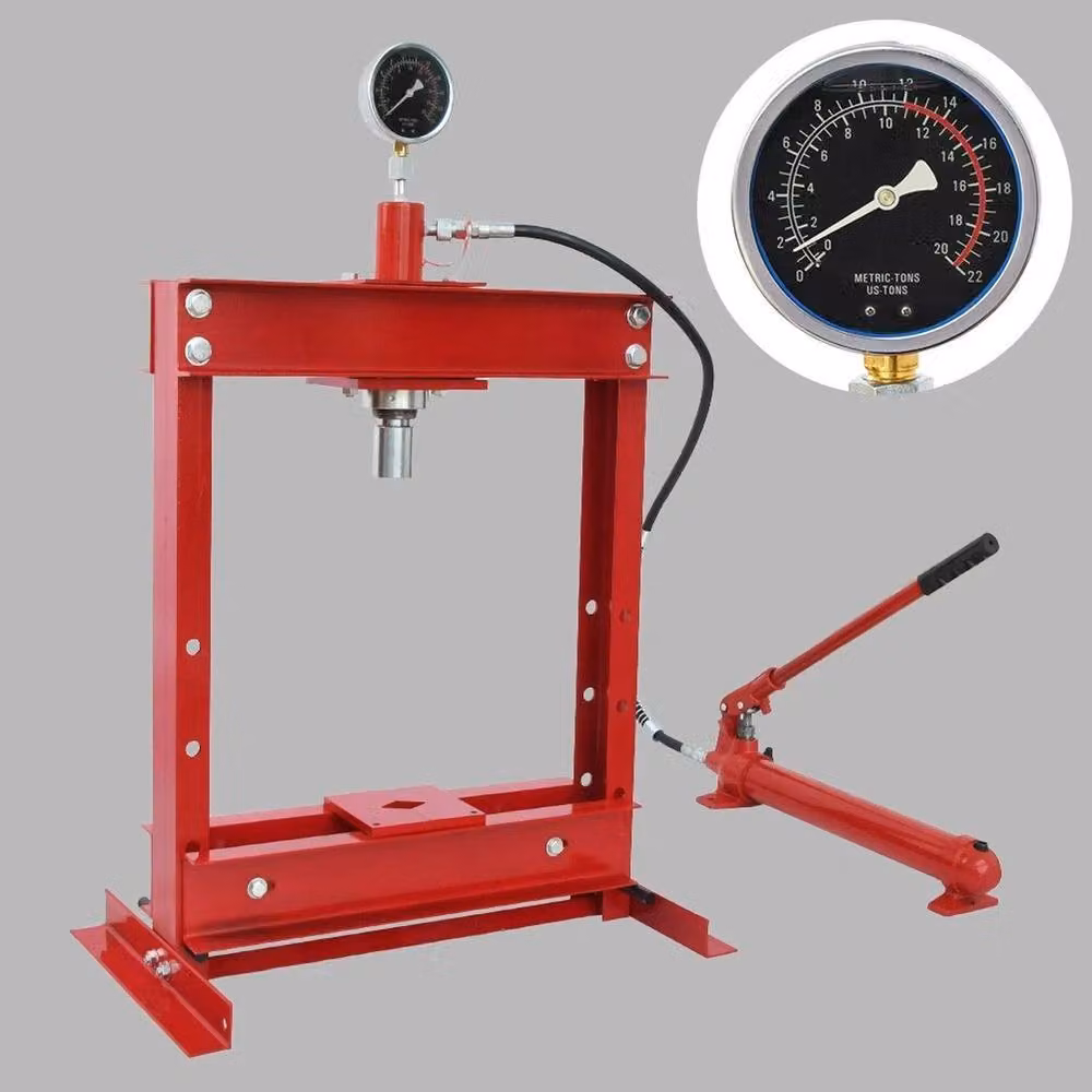 FLAVORA 12 Ton Hydraulic Shop Press with Gauge, Red – 2