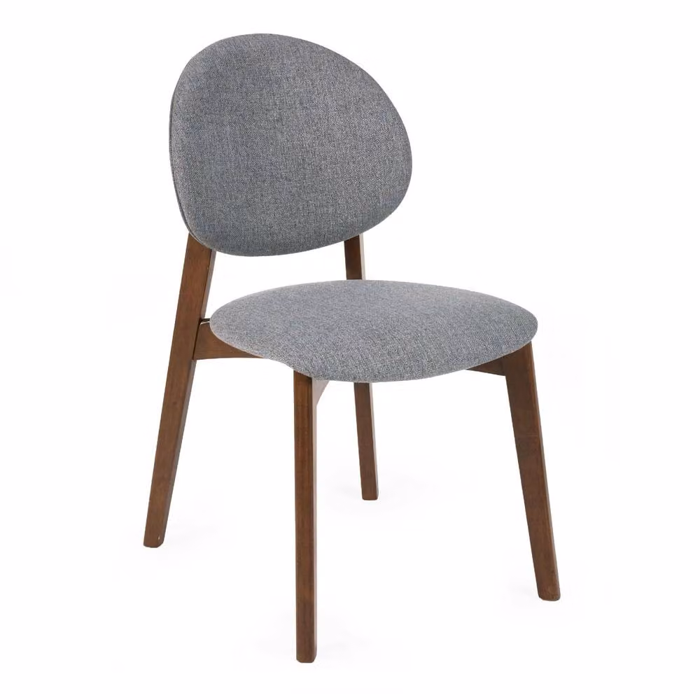 Cheshire Delacroix Premium Walnut and Grey Fabric Dining Chairs - Set of 2 – 2