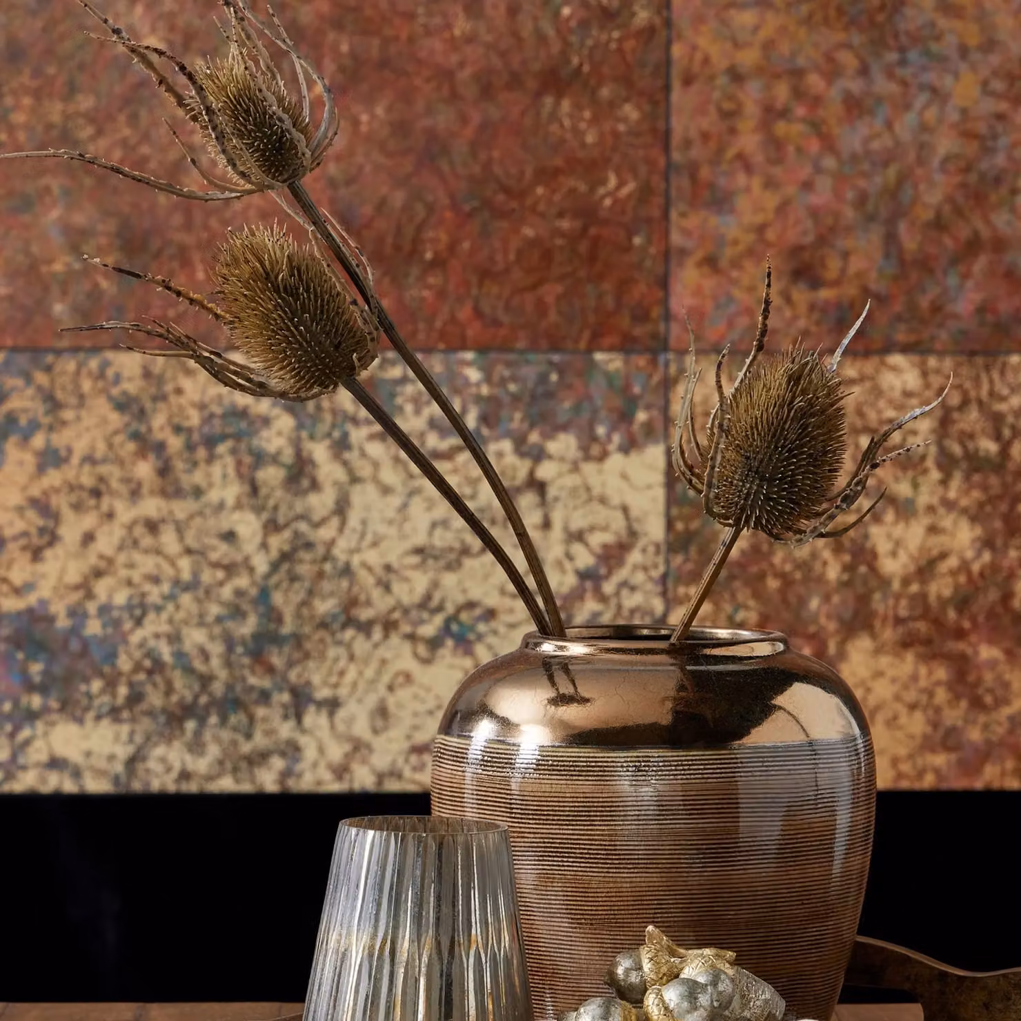 Hill Interiors Triple Teasel Artificial Flower in Brown – 2