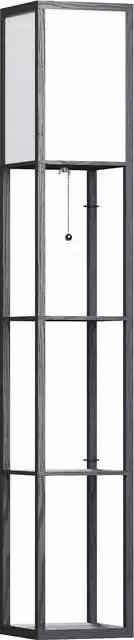 HOMCOM Modern Floor Lamp with Storage Shelves in Black