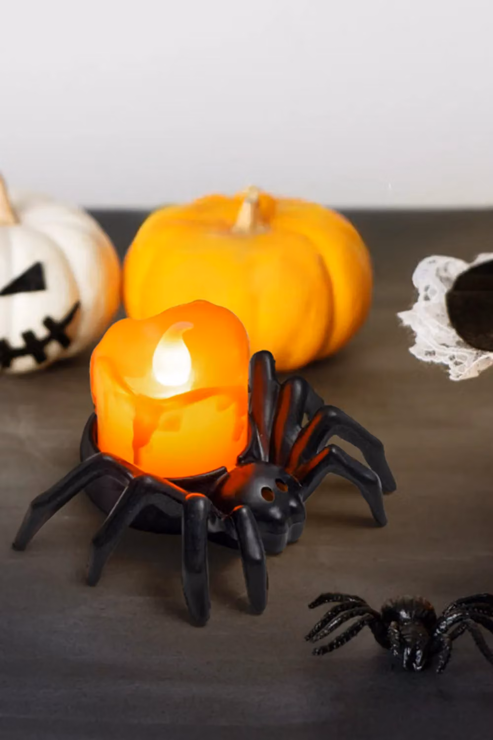 H&O Direct 12-Piece Halloween Pumpkin and Spider LED Candle Lights, Battery-Operated, Orange and Black – 2
