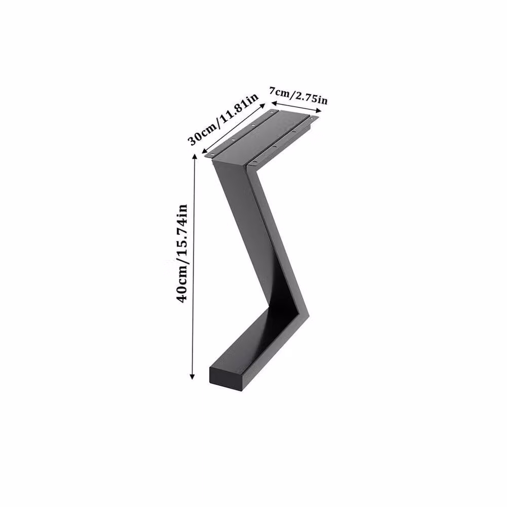 FLAVORA Industrial Z-Shaped Metal Table Legs in Matt Black, W/D/H: 30 x 7 x 40 cm – 2