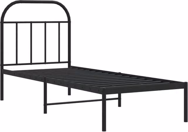 Berkfield Home Metal Bed Frame with Headboard in Black, W/D/H: 80 x 190 cm – 1