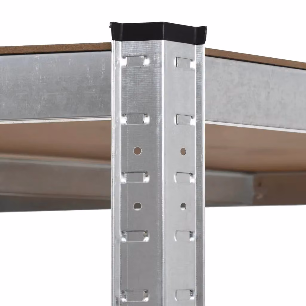 Berkfield Home Silver Storage Shelf with Adjustable Shelves, Steel and MDF, W/D/H: 90 x 90 x 180 cm – 3