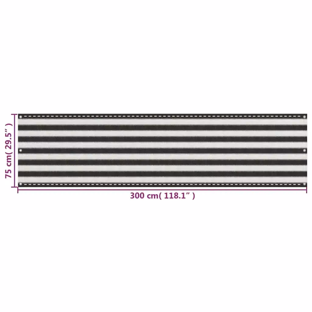 Berkfield Home Semi-Transparent HDPE Balcony Screen in Anthracite, White and Black, W: 75 cm, H: 300 cm – 4