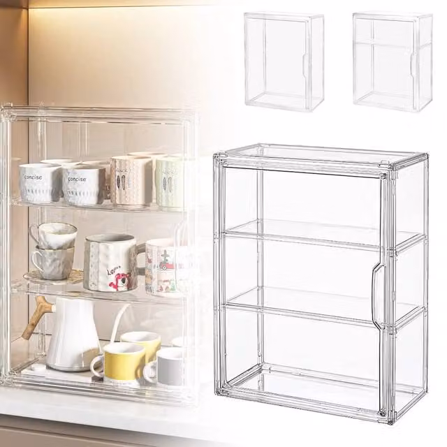 SPETLEK 3 Tier Acrylic Display Case in Transparent, Width: 50 cm