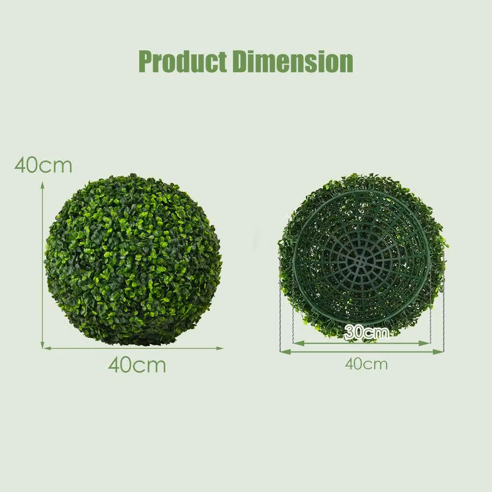 Costway 2-Piece Green Artificial Topiary Ball Faux Trees, Diameter: 40 cm – 2