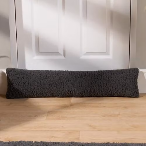 OHS Teddy Fleece Draught Excluder in Anthracite Grey, W 90 cm x D 20 cm
