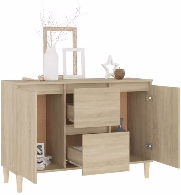Berkfield Home Sonoma Oak Sideboard in Light Beige, W/D/H: 103.5 x 35 x 70 cm