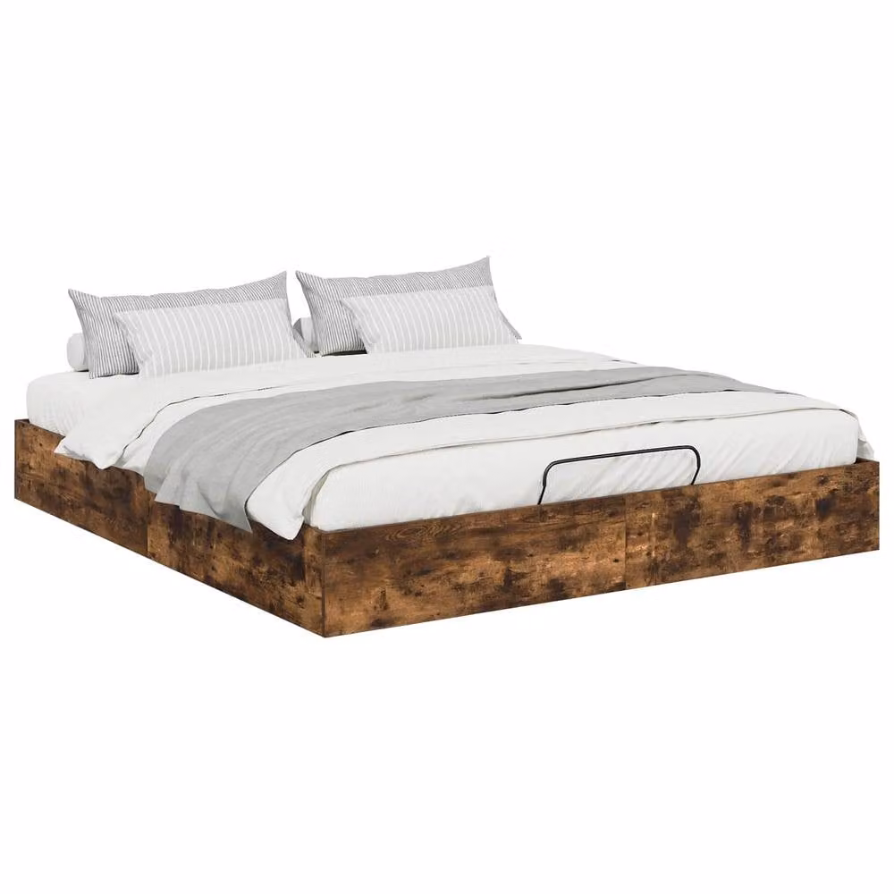 Berkfield Home Modern Ottoman Bed Frame in Smoked Oak Brown, W/D/H: 180 x 200 x 25 cm – 2