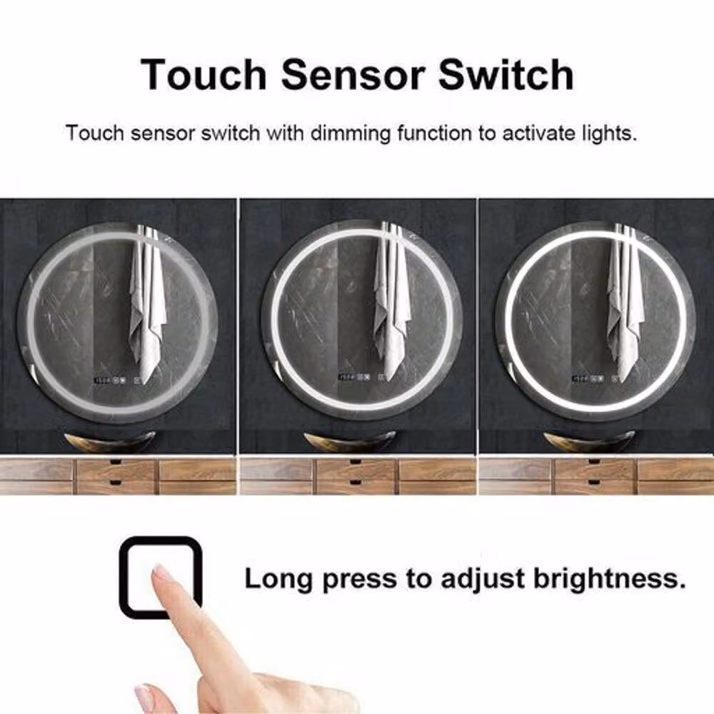 ENER-J Round LED Bluetooth Speaker Bathroom Mirror with Touch Switch, White, Diameter: 70 cm – 3