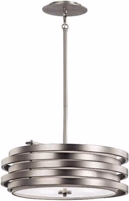 Elstead Roswell 3 Light Round Pendant Ceiling Light in Silver and Grey with Glass and Metal Finish, E27