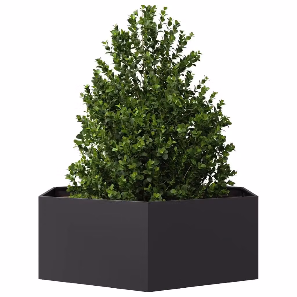 Berkfield Home Garden Black Hexagon Steel Planter W: 138 cm, D: 120 cm, H: 45 cm – 3