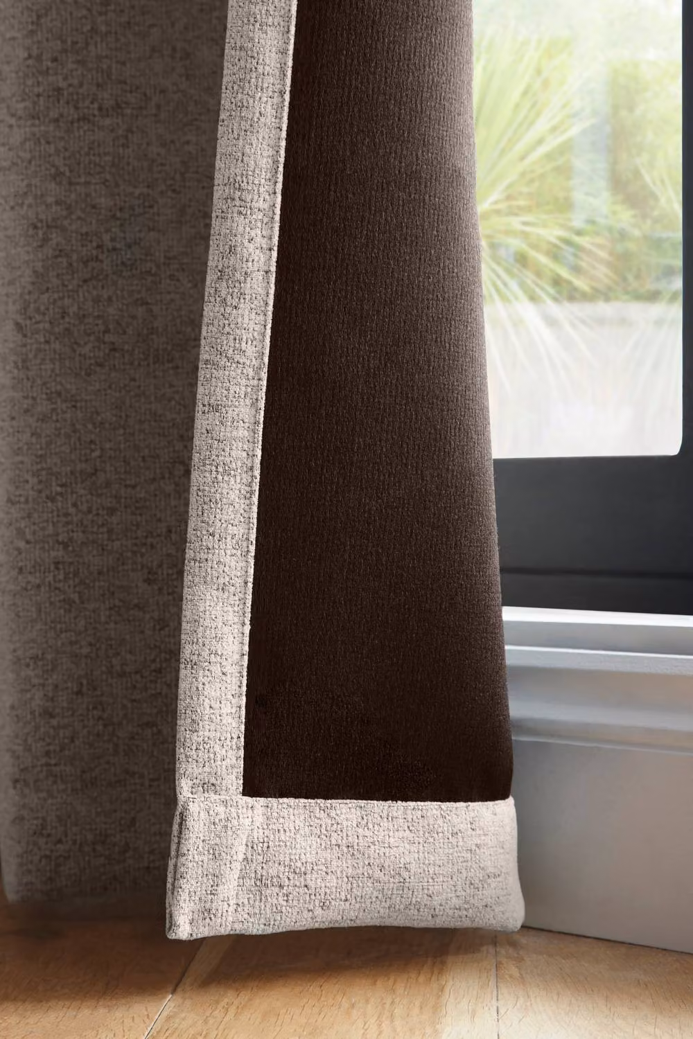 Curtina Velvet Chenille Dimout Eyelet Curtains in Beige, Width: 117 cm, Drop: 137 cm – 3