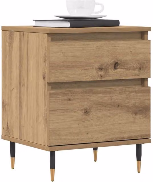 Berkfield Home Modern Bedside Cabinets, 2 Piece Set in Artisan Oak Brown, W/D/H: 40 x 35 x 50 cm – 1