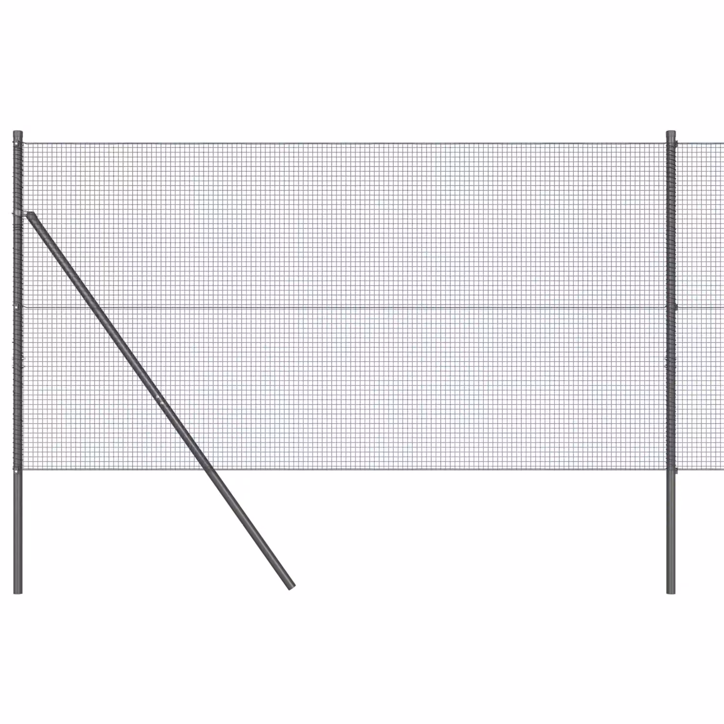 Berkfield Home Grey Steel Welded Wire Fence with 7 Round Posts, W: 10 m, H: 1.4 m – 2