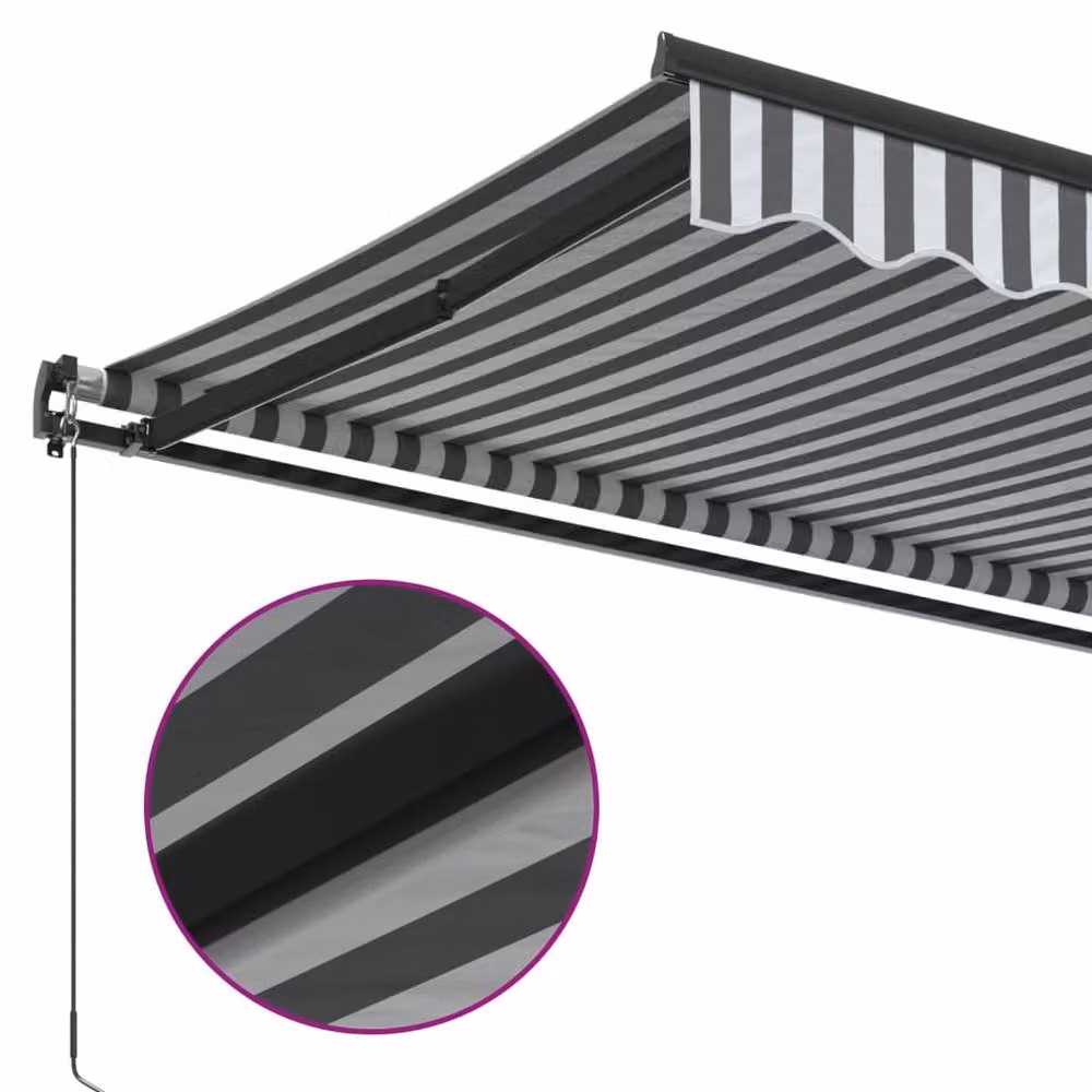 Berkfield Home Manual Retractable Folding Arm Awning in Anthracite and White, W: 400 cm, D: 350 cm – 4