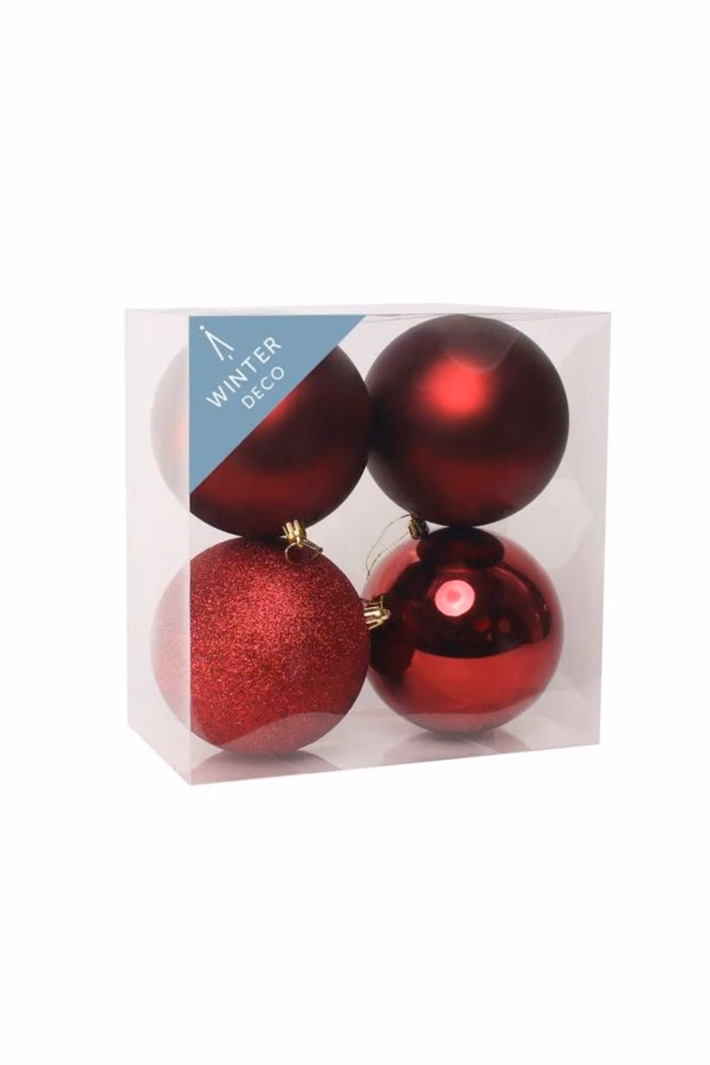 KDMD Red Shatterproof Round Christmas Baubles, 4 Pack, Diameter: 12 cm – 2