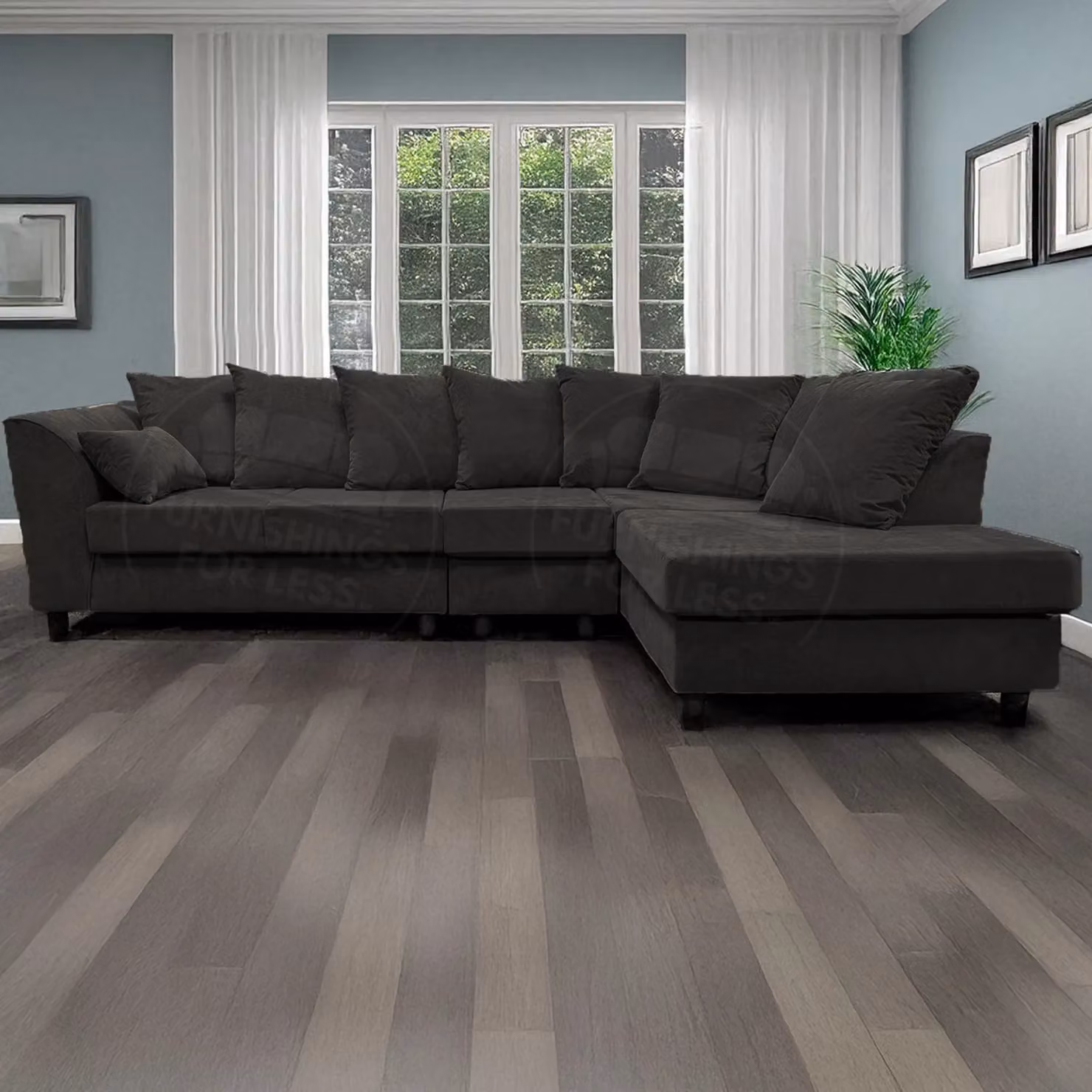 Furnishings For Less UK Casper Black Chenille 5 Seater L Shaped Corner Sofa, Right Hand Facing – 3