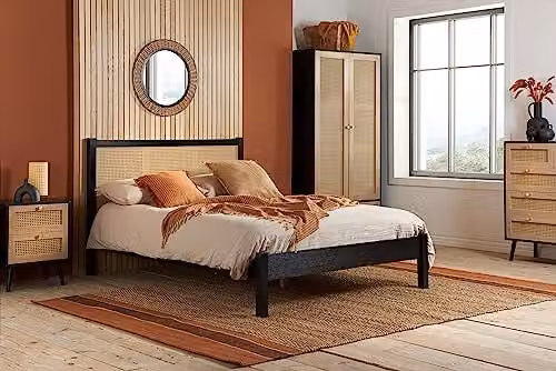 Birlea Croxley Rattan King Size Bed Frame in Black Oak