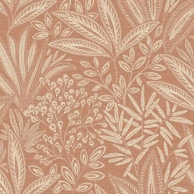 Crown Sahara Botanical Floral Wallpaper in Orange