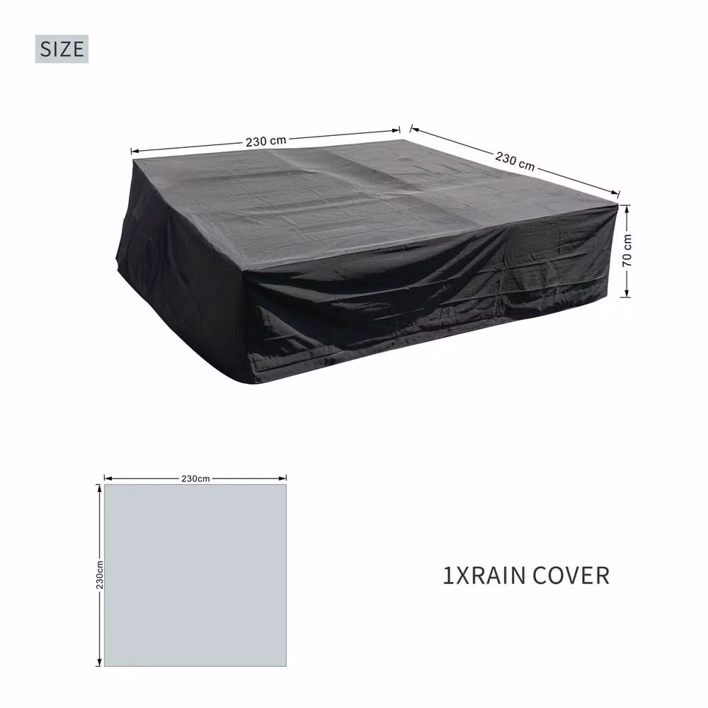 Direct Wicker 600D Garden Table and Chairs Set Covers, Black, W/D/H: 230 x 230 x 70 cm – 5
