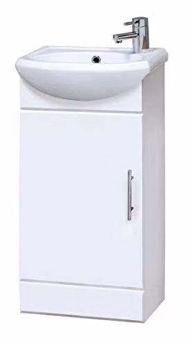 Nuie White Cloakroom Cabinet and Basin W: 42 cm, H: 78 cm, D: 20 cm