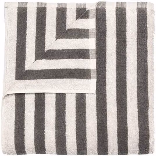 Blomus ARTO Set of 2 Striped Cotton Terry Guest Towels in Dark Grey Moonbeam/Magnet, W/D/H: 50 x 30 x 30 cm