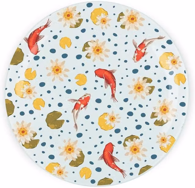 Purely Home Koi Fish Textured Glass Round Trivet in Orange and Multicolour