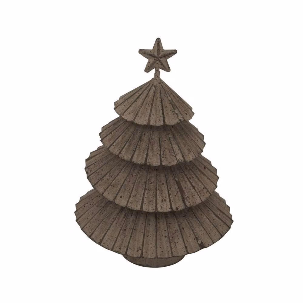 Lemon Pavilion Rustic Layered Christmas Tree with Star in Silver and White, W14 x D6 x H19 cm – 2
