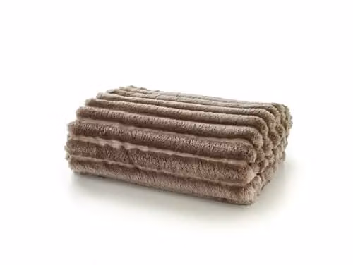 Deyongs Alnwick Ribbed Faux Fur Throw, Putty, W/D/H: 140 x 180 cm