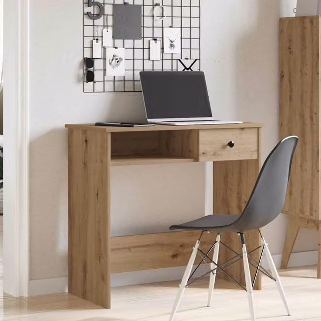Berkfield Home Artisan Oak Decorative Writing Desk in Brown, W/D/H: 80 x 40 x 75 cm
