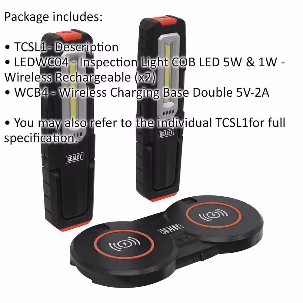 Loops 2 x Slim Magnetic Inspection Lights with Dual Charging Base, Black and Multicolour, featuring 5W COB and 1W SMD LED – 2
