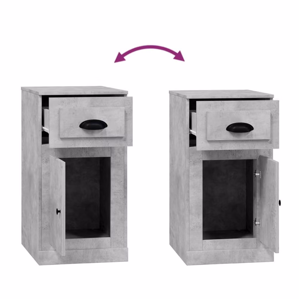 Berkfield Home Side Cabinet with Drawer in Concrete Grey, W/D/H: 40 x 50 x 75 cm – 3
