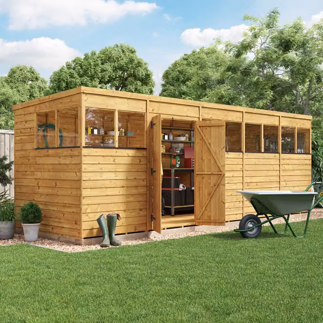 BillyOh Rustic Brown Wooden Pent Shed with Window, W: 609.6 cm, D: 609.6 cm