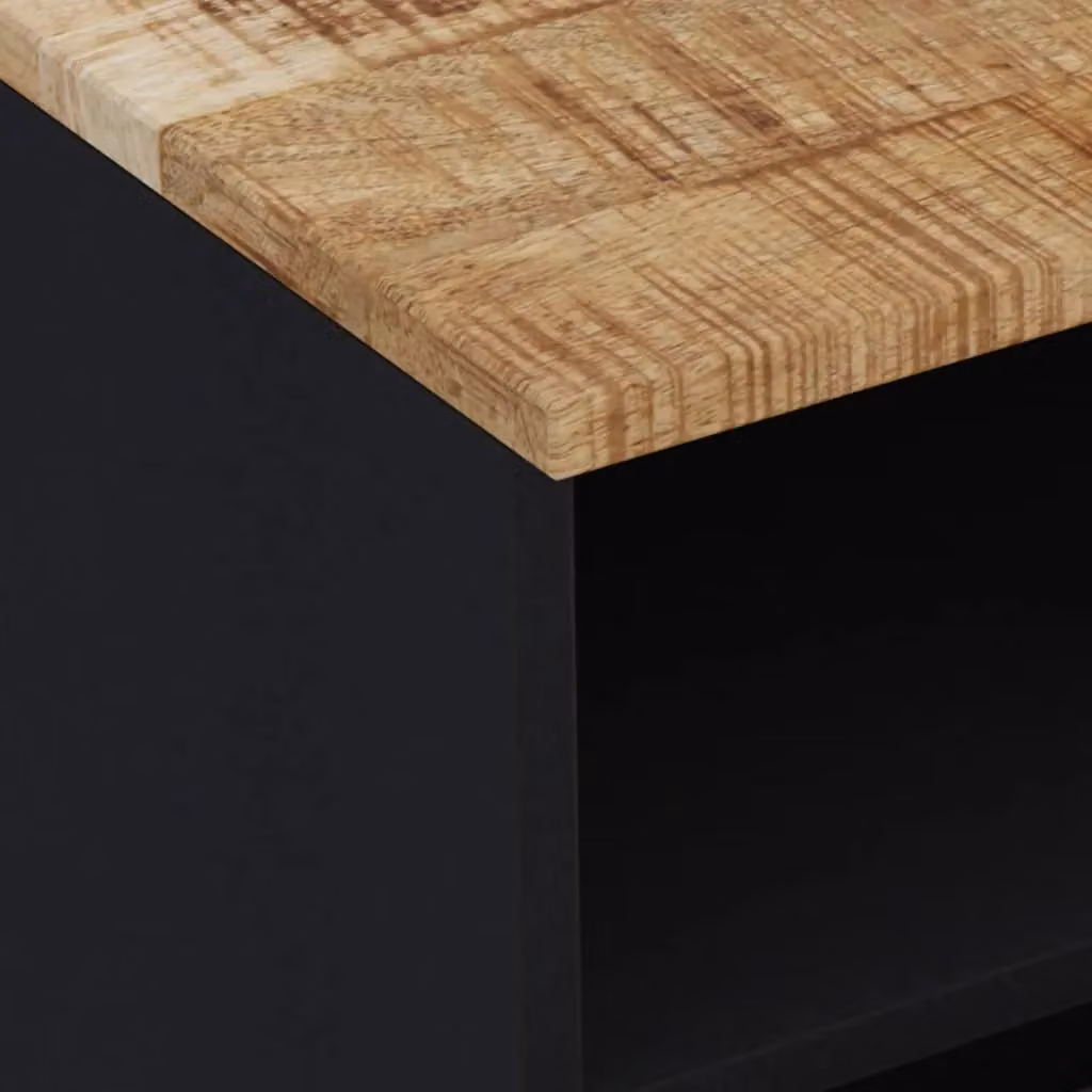 Berkfield Home Industrial Mango Wood TV Cabinet in Black, W/D/H: 70 x 33 x 46 cm – 3