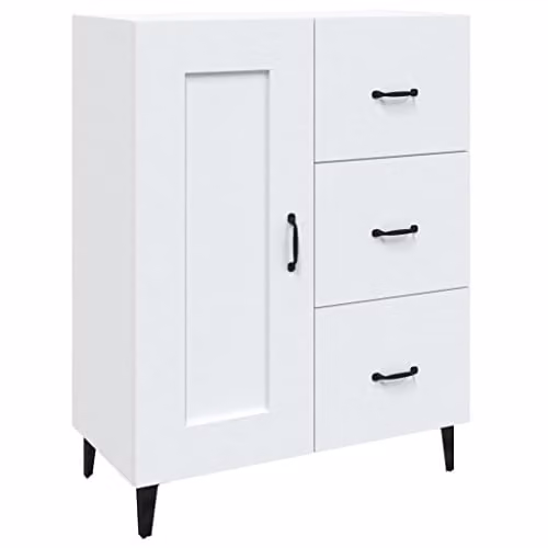 vidaXL Modern White Sideboard in Engineered Wood, W/D/H: 69.5 x 34 x 90 cm