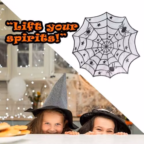 VFM e-Store Halloween Spiders Web Trick or Treat Tablecloth, White, 100 cm – 6
