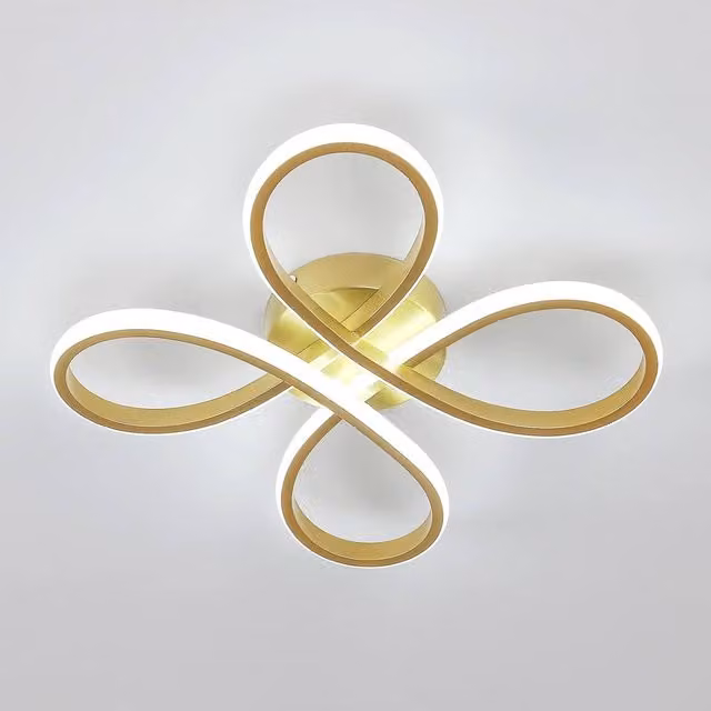 Goeco LED Flower Shape Ceiling Light, 30W, Gold/Brass, 6500K Cool White