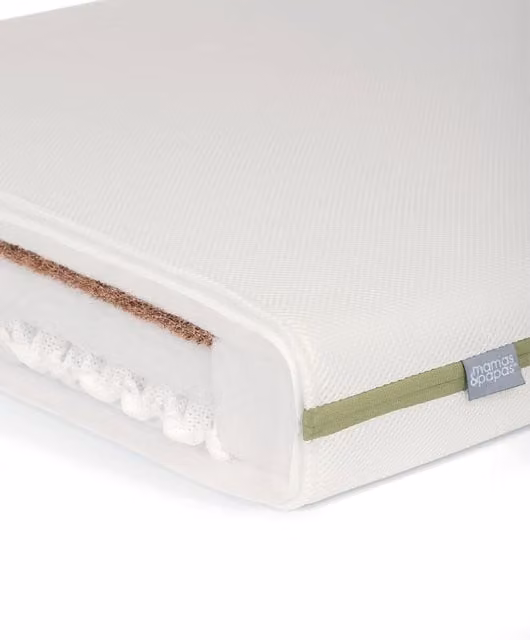 Mamas & Papas Premium Dual Core + Cotbed Mattress, White, W: 70 cm, L: 140 cm