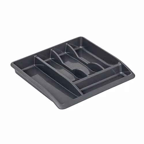 Addis Plastic Drawer Organiser with Divider, Silver/Grey, W: 40 cm, D: 38.5 cm, H: 6 cm – 1