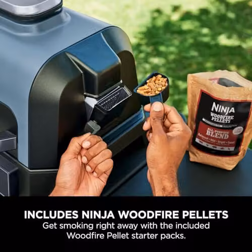 Ninja Woodfire Pro Connect XL Electric BBQ Grill and Smoker, Black and Blue – 12