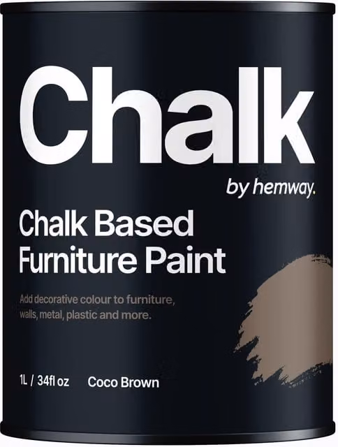 Hemway Chalk Based Furniture Paint in Flat Matt Coco Brown, 1L
