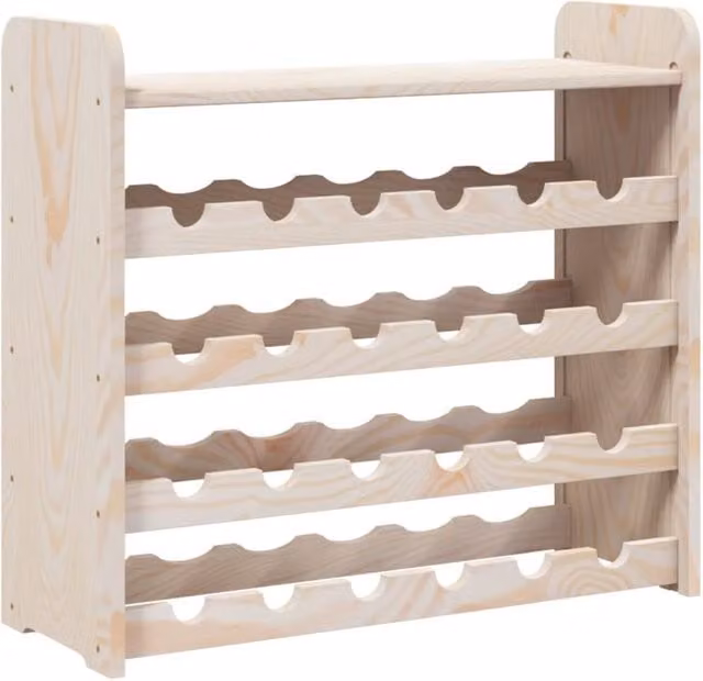 Berkfield Home Rustic Solid Wood Pine Wine Rack with Top Board, Natural/Brown, W/D/H: 67.5 x 25 x 60 cm – 1