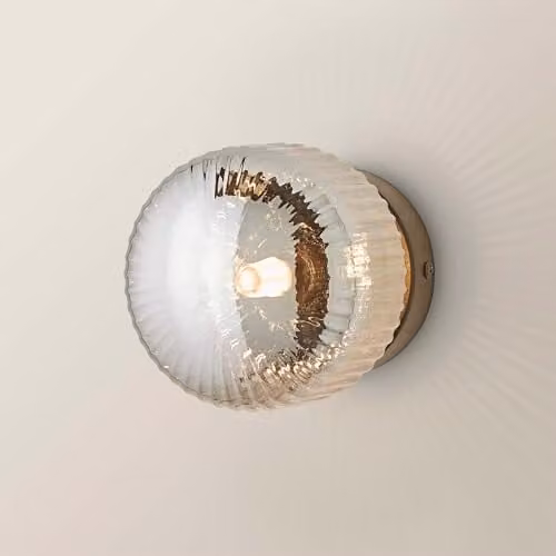 ValueLights Calpe Modern Sphere Wall Light in Black and Gold/Brass with Glass Shade – 1