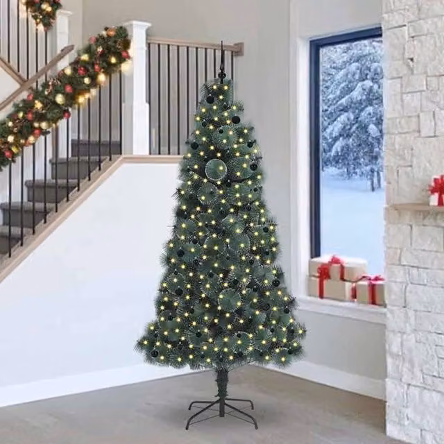Berkfield Home Pre-lit Artificial Christmas Tree with Ball Set, Green, Height: 240 cm – 1