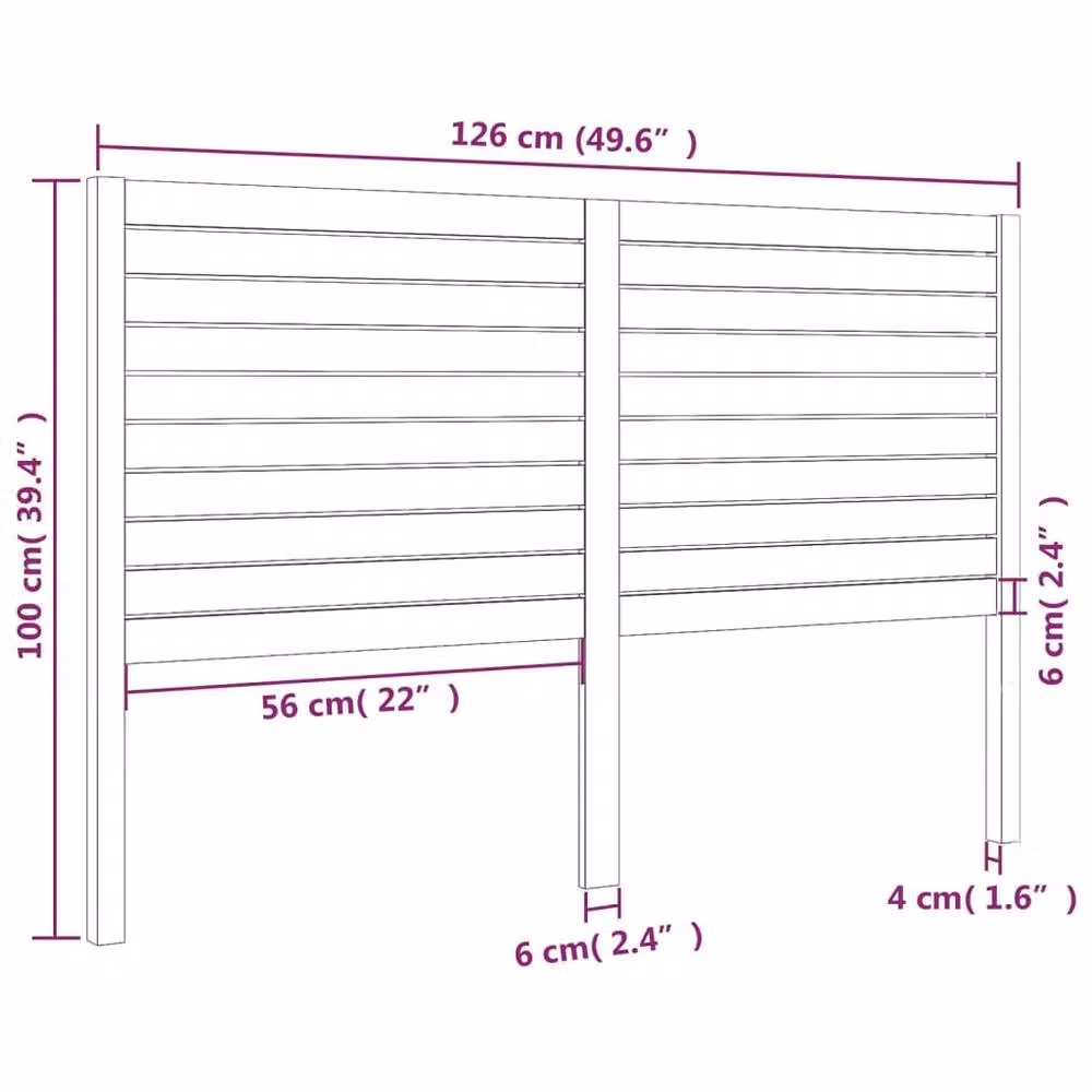 Berkfield Home Beautiful Black Solid Pine Wood Bed Headboard W/D/H: 126 x 4 x 100 cm – 4
