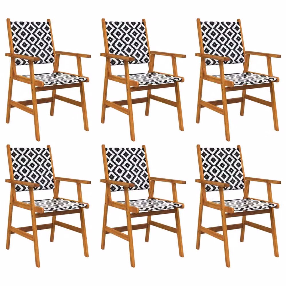 Berkfield Home Set of 6 Stable Garden Chairs in Brown Solid Acacia Wood – 3