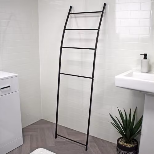 Showerdrape Matt Black Metal Freestanding Bathroom Towel Ladder, W44 x H155 cm – 3